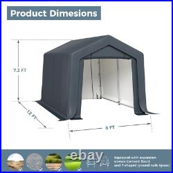 Portable Storage Shelter Garage Storage Shed 8x12x7.3ft & Zipper Door Heavy Duty