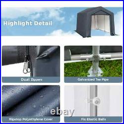 Portable Storage Shelter Garage Storage Shed 8x12x7.3ft & Zipper Door Heavy Duty