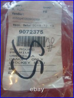 Pottery Barn Premuim umbrella canopy round 9 red stripe w gold grommets