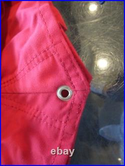 Pottery Barn Premuim umbrella canopy round 9 red stripe w gold grommets