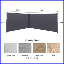 Premium Grey Roll-Up Side Awning, 276'' x 71'', -Resistant Waterproof Divider