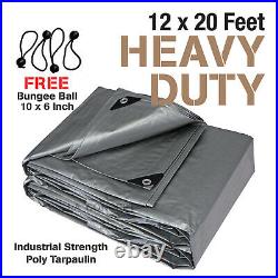 Premium Heavy Duty Canopy Tarp Poly Tarpaulin Reinforced Tent Car Boat 12 x 20