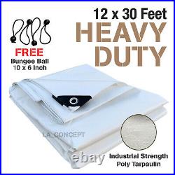 Premium Heavy Duty Canopy Tarp Poly Tarpaulin Reinforced Tent Car Boat 12 x 30