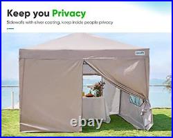 Privacy 8'x8' Pop up Canopy Tent Enclosed Instant Gazebo Shelter with Sidewal