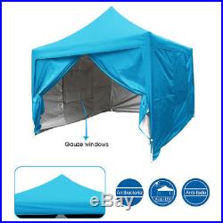 Quictent 10'X10'Blue Pyramid-roofed EZ Pop Up Party Tent Canopy Gazebo Curtain