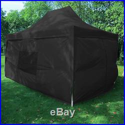 Quictent 10'X15'Black Pyramid-roofed EZ Pop Up Party Tent Canopy Gazebo Curtain