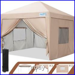 Quictent 10'x10' EZ Pop Up Canopy Gazebo Party Tent Outdoor Instant Gazebo Beige