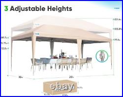 Quictent 10'x20' Pop up Canopy Tent Party Tent, Beige