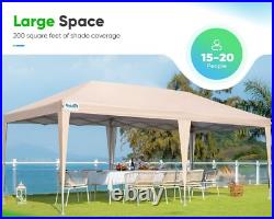 Quictent 10'x20' Pop up Canopy Tent Party Tent, Beige