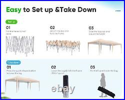 Quictent 10'x20' Pop up Canopy Tent Party Tent, Beige