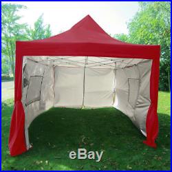 Quictent 10X15 Red EZ Pop Up Canopy Gazebo Party Tent Pyramid-roofed with 4 Walls