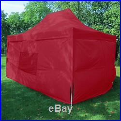 Quictent 10X15 Red EZ Pop Up Canopy Gazebo Party Tent Pyramid-roofed with 4 Walls