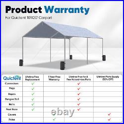 Quictent 10X20ft Heavy Duty Car Boat Shelter Canopy Galvanized Frame Carport US