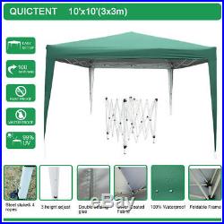Quictent 10x10 EZ Pop Up Canopy Folding Gazebo Tent Patio WithCarry Bag Green