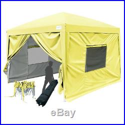 Quictent 10x10 EZ Pop up Canopy Outdoor Party Tent with Sides Roller Bag Yellow