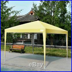 Quictent 10x10 EZ Pop up Canopy Outdoor Party Tent with Sides Roller Bag Yellow