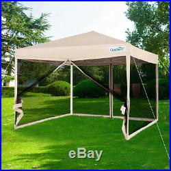 Quictent 10x10 Ez Pop Up Canopy Screen House with Netting Mesh Side Wall Tan