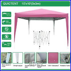 Quictent 10x10 Ez Pop Up Canopy Tent Outdoor Canopy Party Tent Waterproof Pink