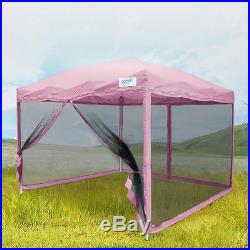 Quictent 10x10 Pink Pop Up Gazebo Party Tent Canopy mesh Screen With Carry Bag