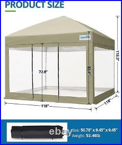 Quictent 10x10 Winter Warm Pop Up Canopy Party Tent PVC Screen House Shade Beige