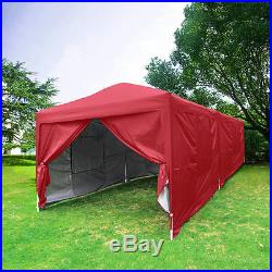 Quictent 10x20 Feet Red Screen Curtain EZ Pop Up Canopy Party Tent Gazebo