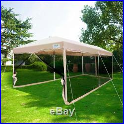 Quictent 10x20 Pop Up Canopy Tent Screen House Mesh Sidewall with Netting Tan