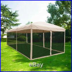 Quictent 10x20 Pop Up Canopy Tent Screen House Mesh Sidewall with Netting Tan