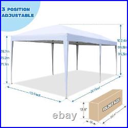 Quictent 10x20FT EZ Pop Up Canopy Wedding Tent Gazebo Outdoor Shelter White US