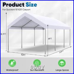 Quictent 10x20ft Carport Heavy Duty Car Canopy White