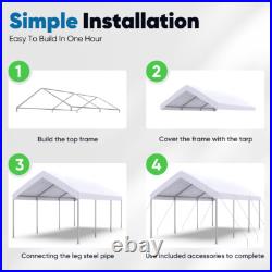 Quictent 10x20ft Carport Heavy Duty Car Canopy White