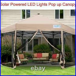 Quictent 13'x13' Solar LED Lights Hexagonal Pop up Canopy Mesh Tent Party Gazebo
