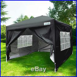 Quictent 8'x8'EZ Pop Up Party Wedding Tent Canopy Gazebo Black 100% Waterproof