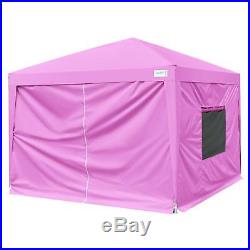 Quictent 8x8 EZ Pop Up Canopy Instant Folding Canopy Tent with Sidewalls Pink