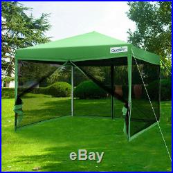 Quictent 8x8 EZ Pop Up Canopy Tent with Netting Screen House Mesh Sides Green
