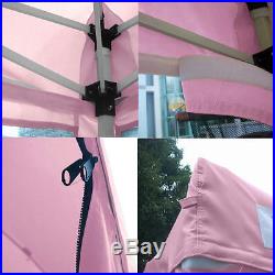 Quictent 8x8 Pink EZ Pop Up Canopy with Netting Screen House Tent Mesh Sides