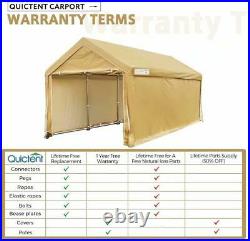Quictent Beige Car Shelter 10'x20' Heavy Duty Carport Storage Canopy Shed Garage