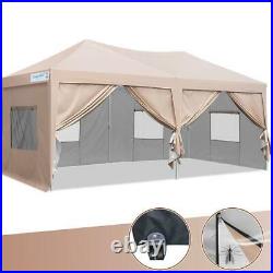 Quictent Beige Heavy Duty 10x20 EZ Pop up Canopy Commercial Party Tent Gazebo US