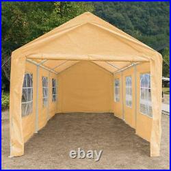Quictent Beige Heavy Duty Carport 10'x20' Outdoor Car Shelter Garage Shed Canopy