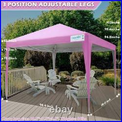 Quictent Pink 8x8 EZ Pop Up Canopy Tent Outdoor Commercial Gazebo With 4 Sidewalls
