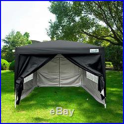 Quictent Silvox 8'x8'EZ Pop Up Canopy Gazebo Party Tent Black 100% Waterproof