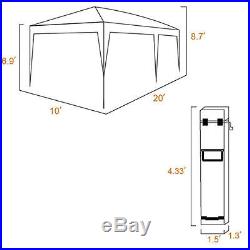 Quictent Waterproof 10x20'EZ Pop Up Canopy Gazebo Party Tent White