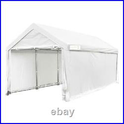 Quictent White 10x20 Heavy Duty Car Shelter Carport Canopy Outdoor Storage Shed