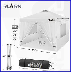 RLAIRN Canopy 10x10 Pop Up Tent Folding Instant Gazebo UPF 50+ with Mesh Windows