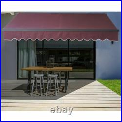 Red 12x10 ft Retractable Outdoor Backyard Sun Shade Shelter Patio Awning Canopy