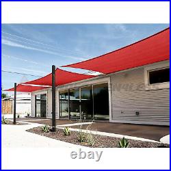 Red Waterproof Sun Shade Sail Rectangle Awning Top Canopy Custom Size 5' -24' FT