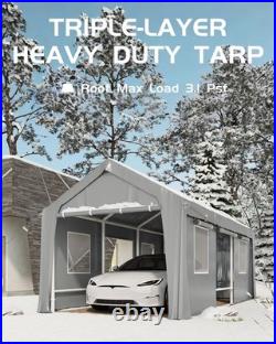 Reinforced Poles & PE Canopy, Extra La20'X10'x11' Windproof Carport Heavy Duty