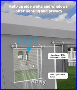 Reinforced Poles & PE Canopy, Extra La20'X10'x11' Windproof Carport Heavy Duty