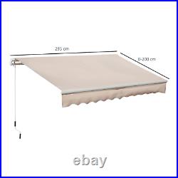 Retractable Awning 3x2m Beige Manual Canopy Waterproof Window Patio Sun Shade