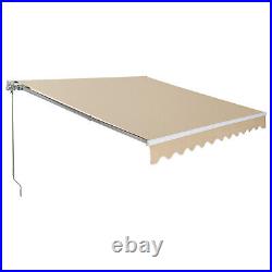 Retractable Awning Manual Outdoor Garden Canopy Sun Shade Shelter Beige 8x7ft