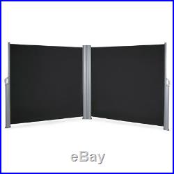 Retractable Double Privacy Cubical Walls Waterproof Side Awning Dividers, Black